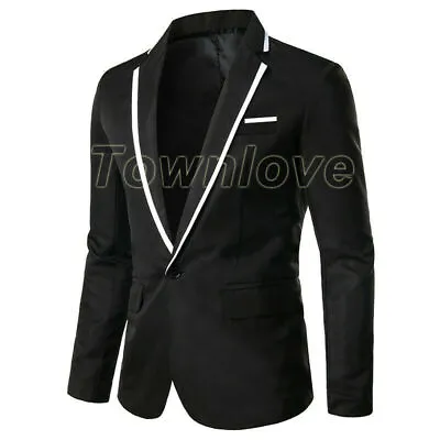 $33.30 • Buy Men's One Button Long Sleeve Slim Fit Blazer Jacket Casual Nightclub Outdoor L