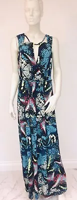 NEW BUTTERFLY By MATTHEW WILLIAMSON Butterfly Print Maxi Dress Sz.14 • £45