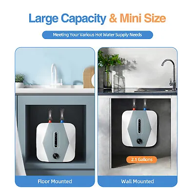 1500W 8L Mini Electric Instant Hot Water Heater Under Sink Small Water Tank 110V • $63.65