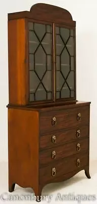 Regency Mahogany Secretaire Bookcase Desk Cabinet 1800 • $3880