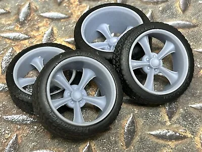 1/24 Scale:  21/20 Inch “Ridler 605” Wheels With Wide Rear Street Tires • $16.99