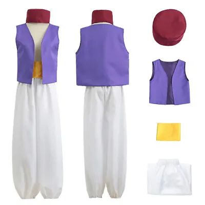 Mens Arabian Prince Aladdin Cosplay Costume Book Week Fancy Dress Party Outfit • £17.63