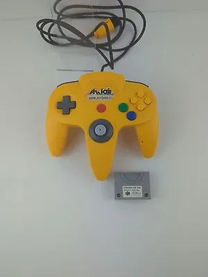 Genuine N64 Controller Yellow Nintendo 10/10 Joystick | Tested + Controller Pak • $54.95