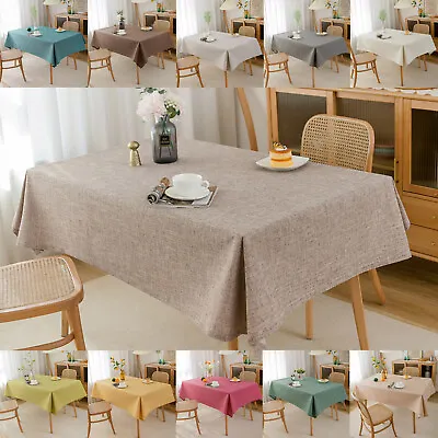 Solid Cotton Linen Waterproof Table Cover Kitchen Tablecloth Dinning 11 Colors • $14.69