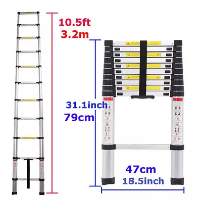  8.5FT-20.3FT Multi-Purpose Aluminium Step Telescopic Folding Ladder Extendable • $74.81