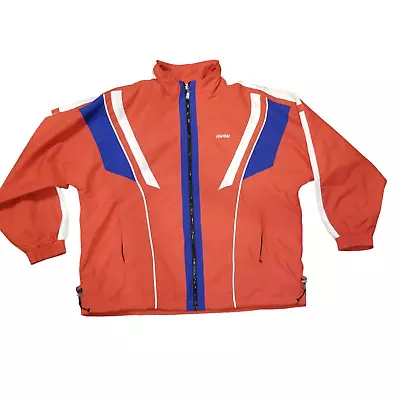 Vintage KWON Jacket Mens XL Red Windbreaker Lined Red White Blue Zip Pockets • $24.94