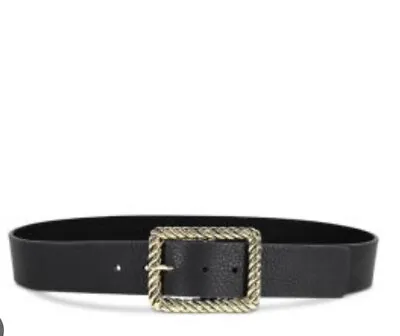 B-low The Belt Size L Black Gold Janelle 1.75” Leather NWT New Large 2.1” Buckle • $70