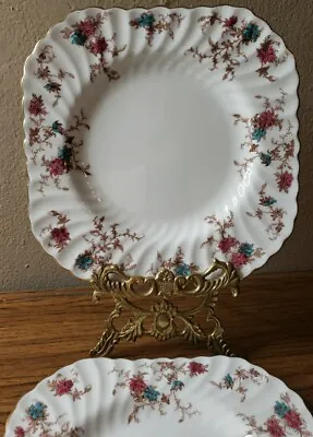 2 Minton Ancestral S-376 Bone China Square Luncheon Wreath Backstamp 8⅜”  • $39.99