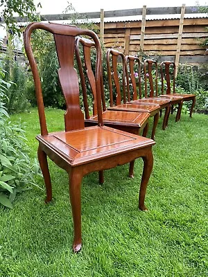 Antique Reproduction Six Solid Teak / Mahogany Oriental Dining Chairs • £180