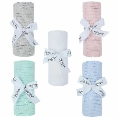 £5.95 • Buy Baby Boys Baby Girls Cellular Cot Blanket Cotton Pram Crib Moses Basket Wrap Gif