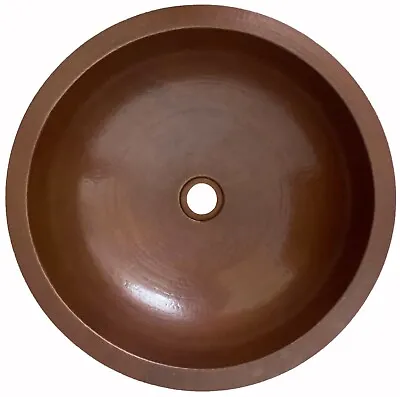 18  Round Copper Bathroom Sink Mexican Hand Hammered Dual Mount Brown CPS08 • $169.99