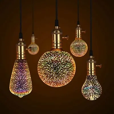 3D Decor LED Bulb E27 6W 85-265V Vintage Edison Light Bulb Star Fireworks Lamp • £13.56