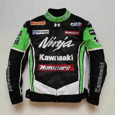 Men's Kawasaki Ninja Racing Motorbike Motorcycle Polyester & Cotton Jacket • $140.49