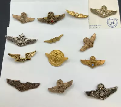 Vintage Post WW2 US Army Air Forces USAF Pilot Wings Lot Of 13 • $155