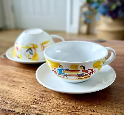 Vintage Nescafé Cappuccino Cup & Saucer Pair Bistro Café Scene Circa 1990s • £13.99