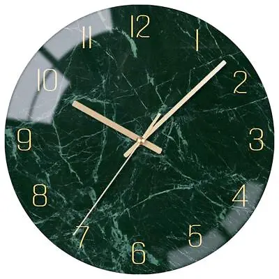 Glass Wall Clock Silent Non Ticking Wall Clocks- 12  Home/Office/Dark Green • £22.46