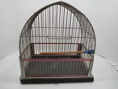 VTG Antique Wire Bird Cage Metal Seed Guards Parakeet Pink Trim GUC • $19.99
