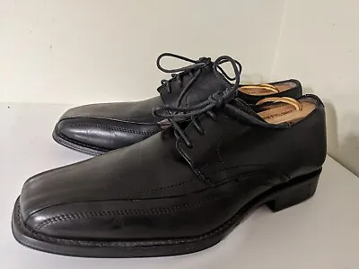 Johnston Murphy Black Harding Panel Bicycle Toe Oxfords Men's 7M W Shoe Keepers • $25