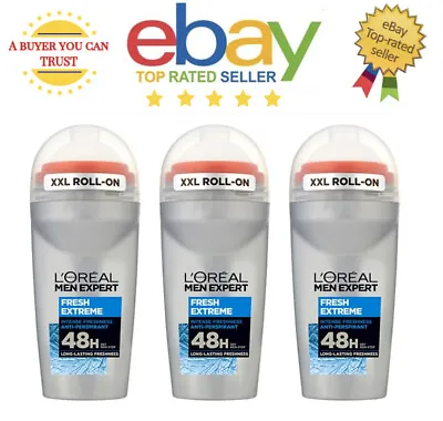 L'oreal Men Expert Fresh Extreme Roll-on Anti-perspirant Deodorant 50ml 3 Pack • £12.99