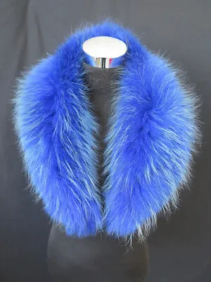 100% Real Raccoon Fur Collar /neck Wrap / Scarf Jacket BLUE Hood Collar 80*15cm • $36