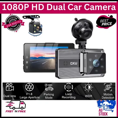 $127 • Buy GKU 1080P Dash Cam 3  Rear View Camera Car DVR Cam Reversing Mirror Recorder