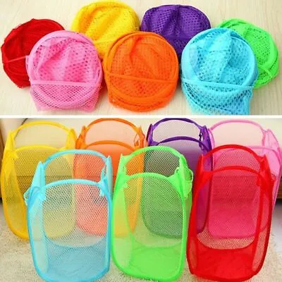 Laundary Bag Foldable Pop Up Mesh Washing Laundry Basket Bag ToyStorage *UK SP 2 • £4.05