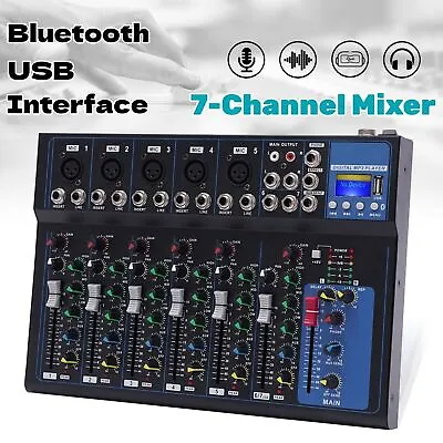 Portable 7-Channel Bluetooth Audio Mixer USB DJ Sound Mixing Console Board • $63.92
