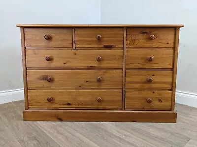 CHEST OF DRAWERS Solid Pine 9 Drawers Chest Cabinet Plinth Base Country Cottage • £125