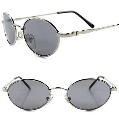 Old Fashion 80s Mens Womens Silver Indie Vintage Style Round Oval Sunglasses • $14.99