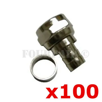 100 Pack Lot - RG59 Coax Cable F-Type 2pc Crimp-On Connector Plug CCTV DVR Male • $17.95