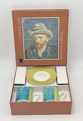 Almond Blossom VINCENT VAN GOGH 2 Espresso Coffee / Tea Cup & Saucer Mug Box SET • $18.49