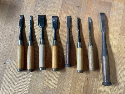 Chisel Nomi Set Of 8 Japanese Vintage Woodworking Carpenter Tool • £69.36