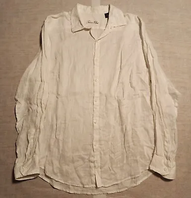 Men's Tasso Elba Dress Shirt Long Sleeve White Linen Size Large • $20