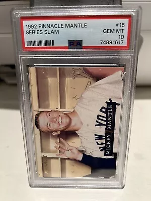 Mickey Mantle PSA 10 Yankees 1992 Pinnacle #15 Series Slam HOF GOAT 74891617 • $3.25