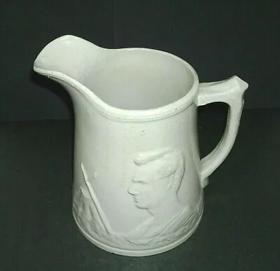 LG One Gallon Buckeye Pottery Lincoln W/Cabin Stoneware Pitcher Macomb Illinois • $825