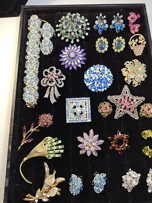 Vintage HIGH END Jewelry Lot 25 Pcs Designers Colors RS Glass Some Signed • $450