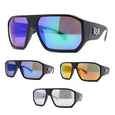 Locs Mirrored Squared Thick Mid Temple Racer Flat Top Sunglasses • $12.95