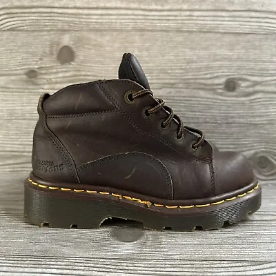 VTG Doc Martens Youth Brown Leather Chunky Boots  Size 2  Made In England  8444 • $39.96