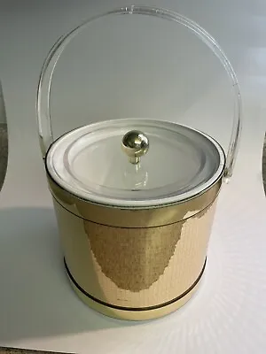 $10.99 • Buy Vintage Georges Briard Gold Mirrored Lucite Ice Bucket W/Tongs Signed