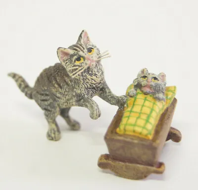 Fritz Bermann Austrian Vienna Bronze Mother Cat W/Kitten In Cradle Figurine FBW • $140