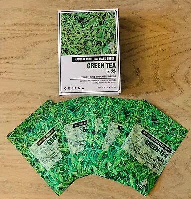 ORJENA 5 X Green Tea Natural Moisture Mask Sheets Korean Face Skin Care • £6.99