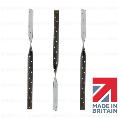 600mm Galvanised Twisted Restraint Straps Heavy Duty Steel Joist Rafter Roof Tie • £17.49