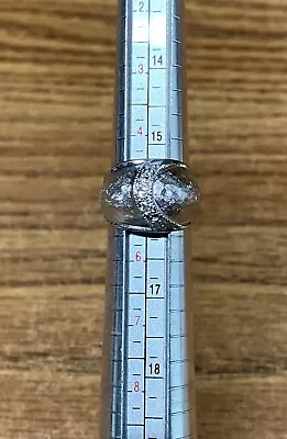 Vintage Joseph Esposito CZ Sterling Silver Etched Domed Pinky Ring 5.25 6.1g • $17