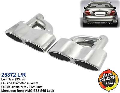 Exhaust Tips S/Steel Tailpipe Trims Set Mercedes Benz AMG E63 S65 Look 25872L/R • $333.30