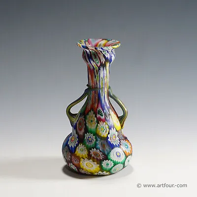 Multicolored Fratelli Toso Millefiori Murrine Vase Murano Early 20th Century • $1185.99