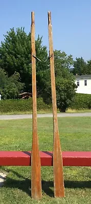 LOVELY Pair Vintage WOODEN OARS 79  Long W/ OLD ORIGINAL FINISH  + LOCKS Paddles • $167.50