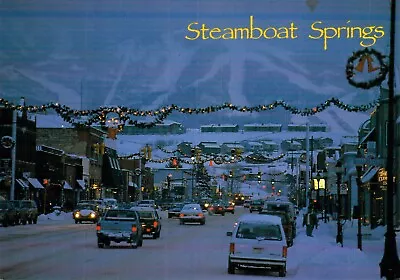 Night View Steamboat Springs Colorado Street And Ski Hills View- Postcard M18 • $4.95