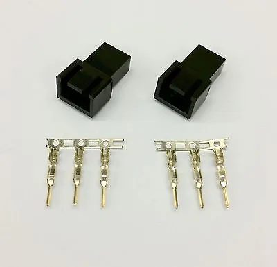 Pk Of 2 - Male 3 Pin Fan Power Connector - Black Inc Pins • $2.64