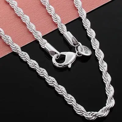 Solid 925 Sterling Silver Italian Rope Chain Men's Necklace 4.5mm - Diamond Cut • $9.99