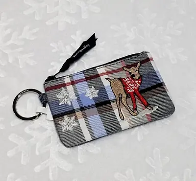 NWT Vera Bradley ID WALLET Gift Card CC File KeyRing PERFECTLY PLAID Winter Deer • $19.92